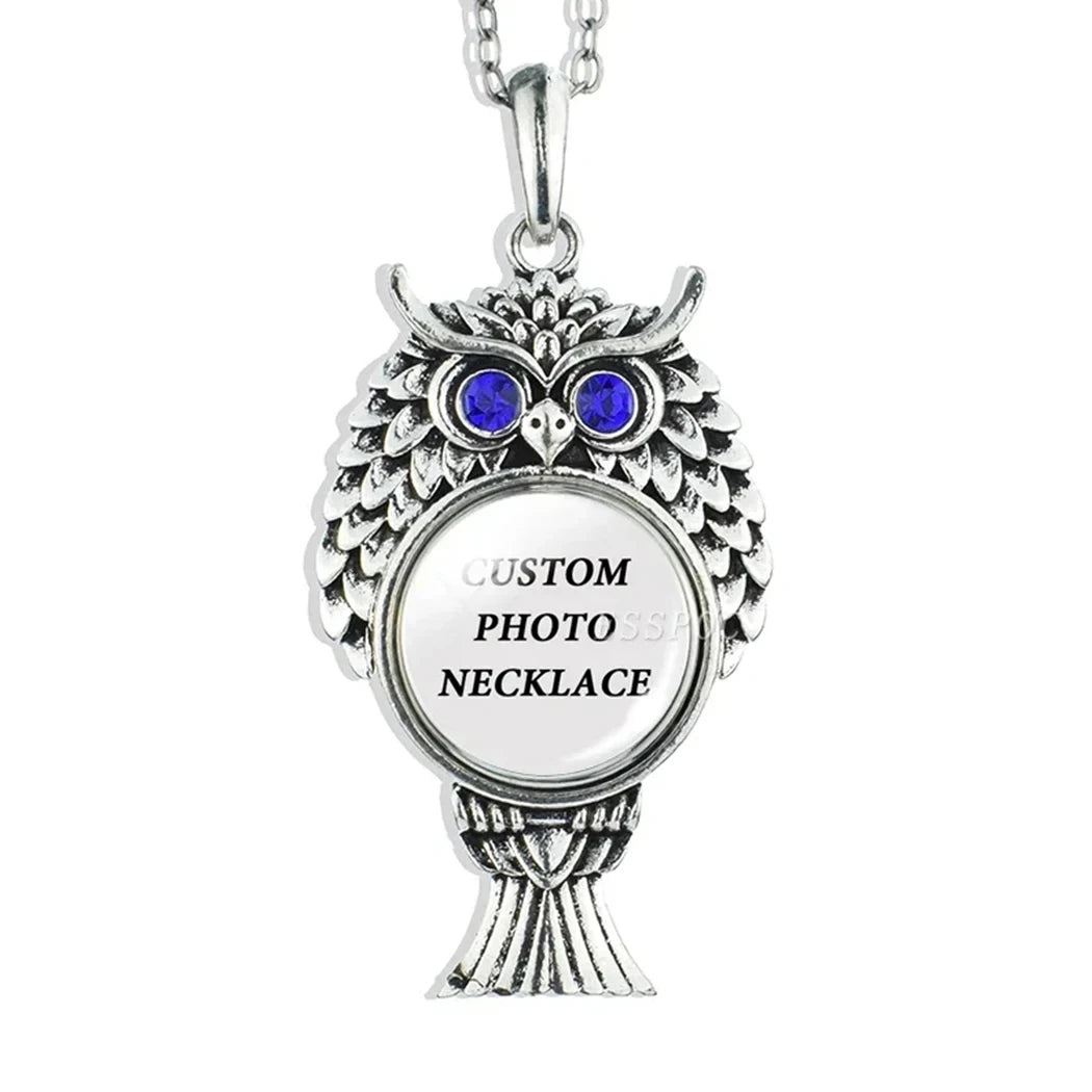 Collar con foto personalizado, cruz circular en forma de media luna, búho esférico, con una variedad de opciones de regalos para amigos