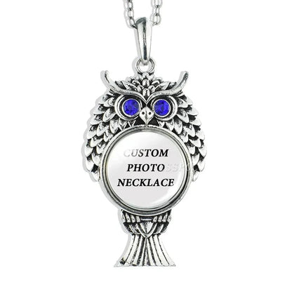 Collar con foto personalizado, cruz circular en forma de media luna, búho esférico, con una variedad de opciones de regalos para amigos