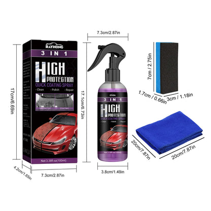 10-1PCS 3 In 1 Car Ceramic Coating Spray 100/30ML Car Nano Spray Hydrophobic Car Scratch Repair Body Hydrophobic Layer Auto Acce