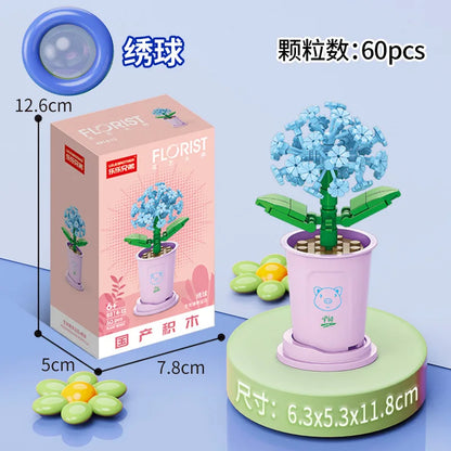 Adults Mini Flower Bouquet Particles Building Blocks for Children Girls 6 to 14 Years Old Assembly Bricks Constructor Set Gifts