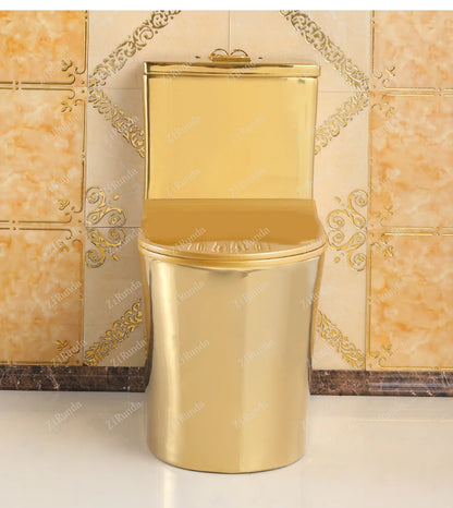 ~Inodoro de cerámica de color mudo para apartamento pequeño de estilo europeo, inodoro dorado de 8,0 pulgadas, inodoro de cañería grande, desodorante