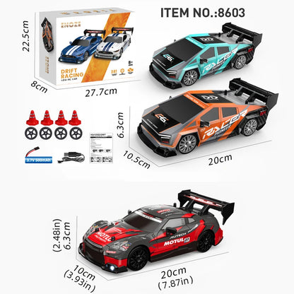 1:24 Coche de derrape RC de alta velocidad Mustang 4WD Coche de carreras de control remoto Regalo Coche de carreras de competición Juguete para niños Neumático reemplazable