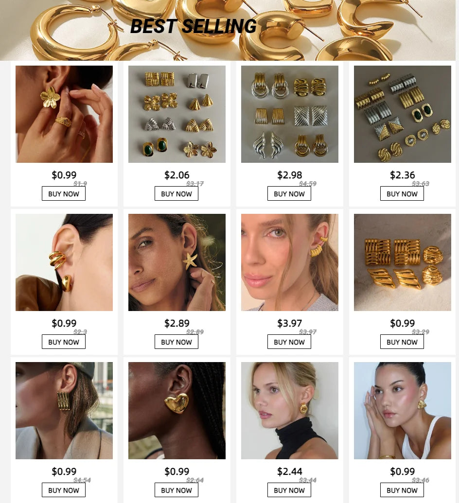 Uworld Vintage Stainless Steel Geometric Stud Earrings Waterproof Metal Statement Charm Fashion Retro Jewelry Bijoux Personalize