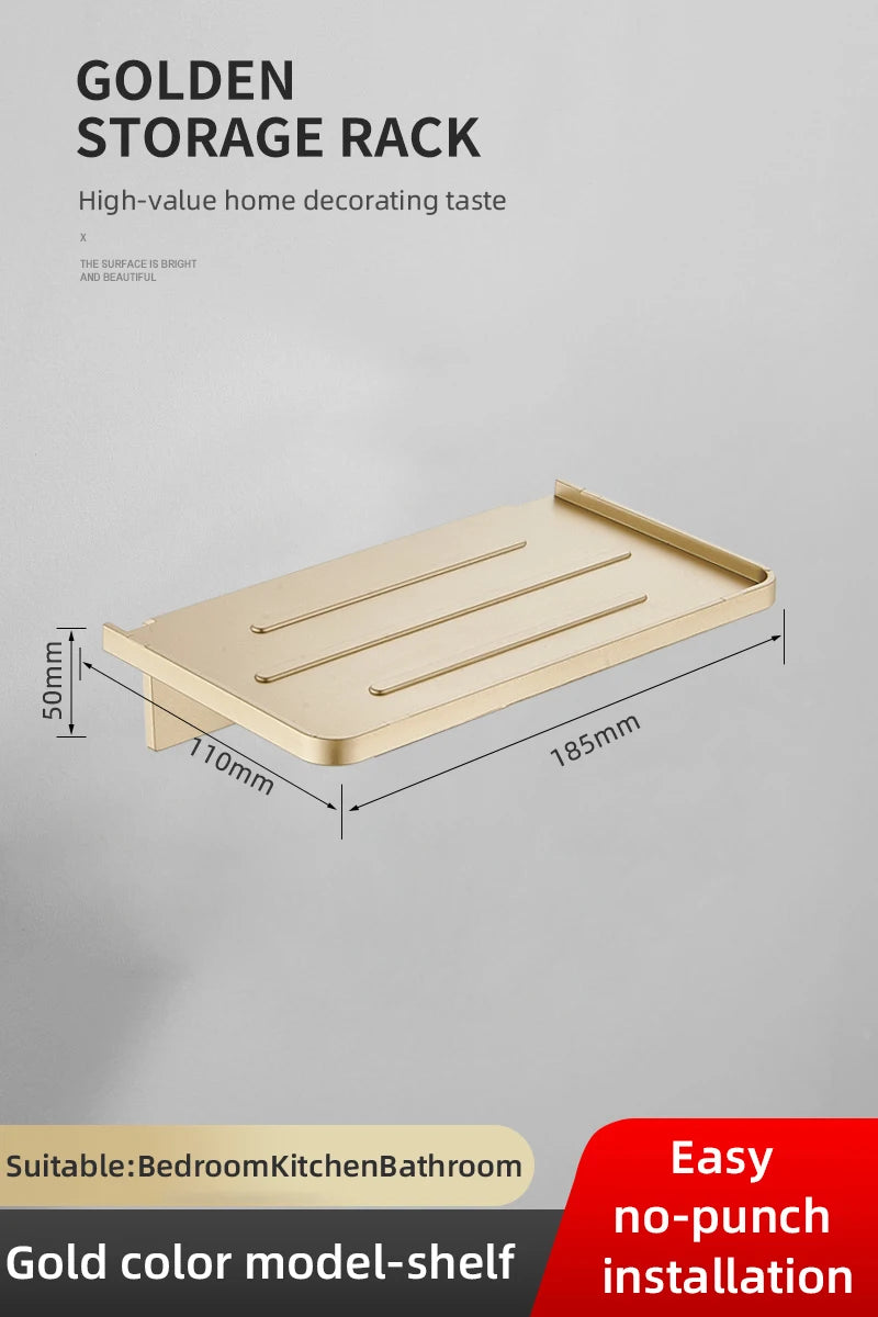 ABS Bathroom Shelf Storage Rack Black Shelves Wall Holder Shower Basket Phone Storage Bathroom Organization WB8011
