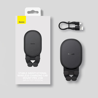 Baseus 15W Car Phone Holder Wireless Charging Stand Air Vent Gravity Telephone Mount for iPhone 14 Samsung Xiaomi Mobile Support