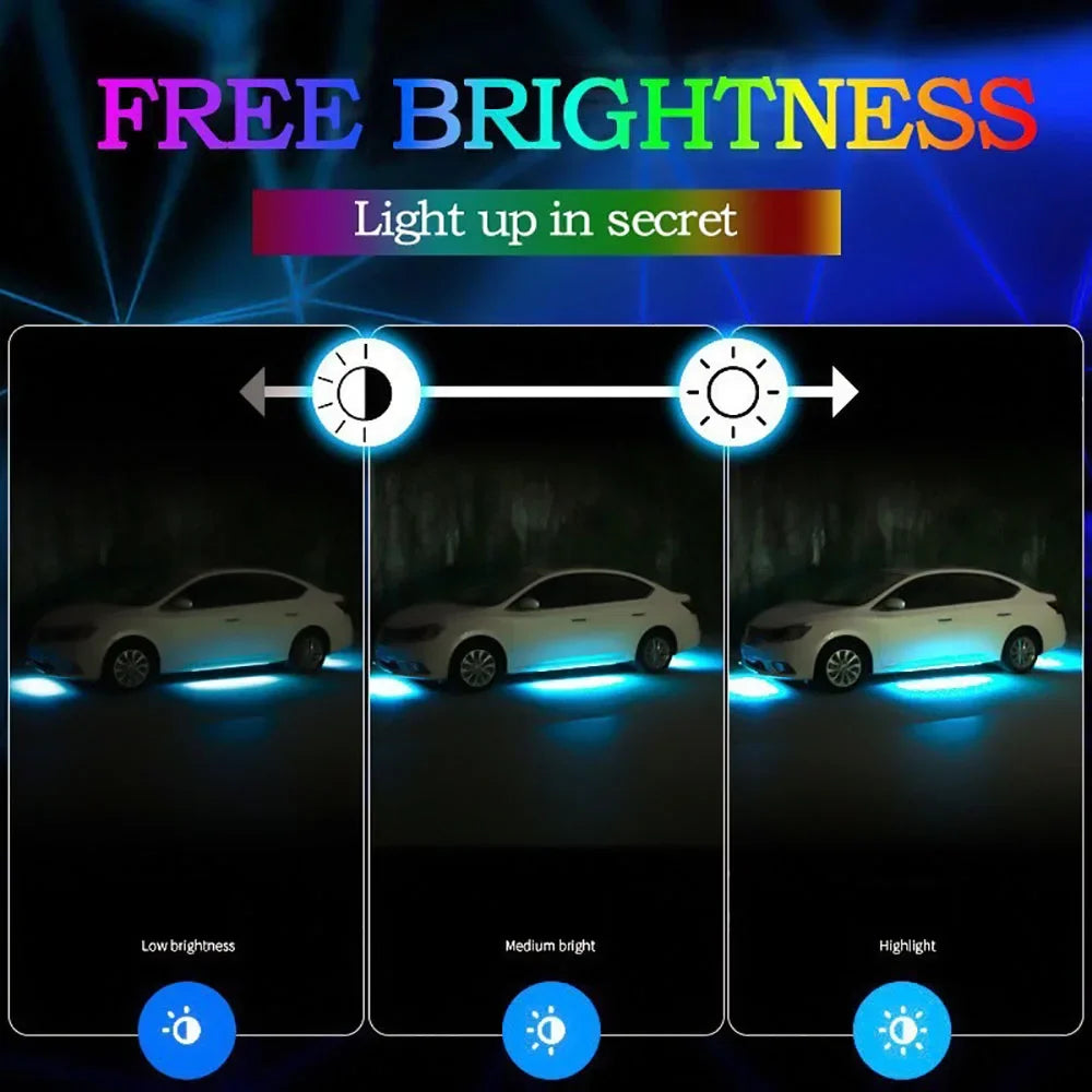 Car Colorful Modification Rainbow APP Flow Light Running Lantern RGB Car Bottom Music Rhythm Decorative Light