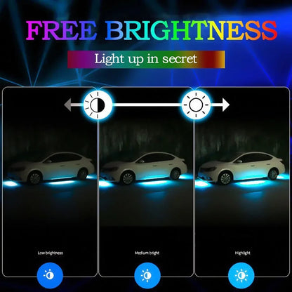 Car Colorful Modification Rainbow APP Flow Light Running Lantern RGB Car Bottom Music Rhythm Decorative Light