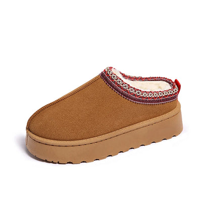 2024 Winter New Snow Boots for Women Cashmere Warm Thick Soles Without Heel-covered Hair Half Slipper Cotton Shoes for Women