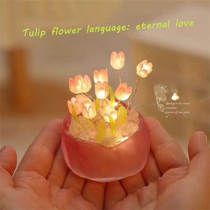 Tulip Pumpkin Nightlight DIY Tulip Night Light Cute Handmade Tulip Flower DIY Bedside Lamp for Birthday Christmas Gift Romantic
