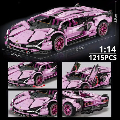1280 pièces 1:14 blocs de construction voiture MOC City Speed ​​véhicule de course automobile de luxe avec super coureurs briques jouets pour enfants cadeau.