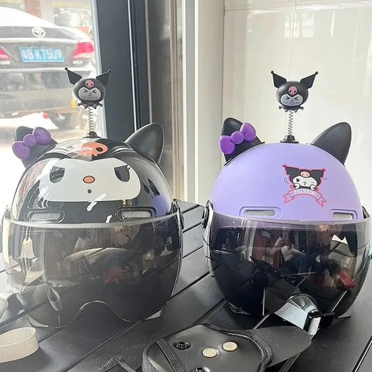 Vintage Cartoon Cute Sanrio Kuromi Helmet Electric Car Women's Summer 3C Certification Half Helmet Cute Children's Adult Helmet