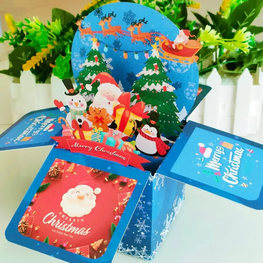 3D Pop Up Greeting Cards Merry Christmas Cards New Year Greeting Cards Birthday Blessing Postcard Swan Mermaid Thank You Cards