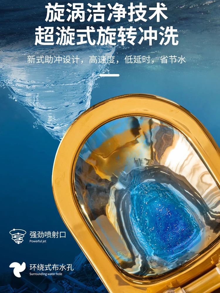 Siphon Water-Saving Mute Tuhao Gold Toilet Anti-Blocking Deodorant Ceramic Electroplating Gold