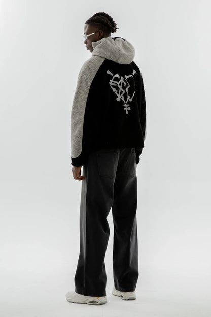 Sudadera con capucha Y2K con cremallera para hombre, ropa de nueva moda, sudadera con capucha de gran tamaño con empalme de color sólido, camisetas estilo punk hip hop, ropa de calle