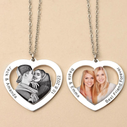 Personalized Photo Necklaces Custom Name Necklace Heart Pendant Chain Jewelry for For Lovers Family Friend Anniversary Gift