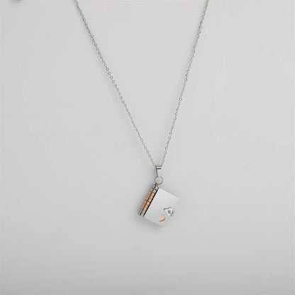 3 Pages Book Custom Name Necklace Openable Love Letter Personalized Text Pendant Unisex Chain Girl Valentine Day Gift waterproof