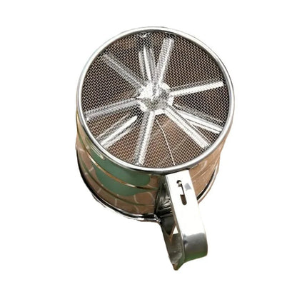Stainless Steel Flour Sifter Powder Sieve Handheld Flour Sifter Powder Sieve Cup Double-Layer Hand Filter Powder Sieve Hand-Cran