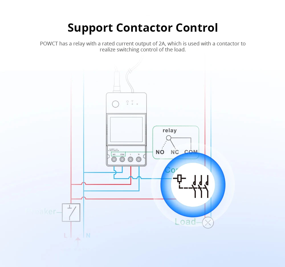 SONOFF POWCT POW Ring Smart Power Meter Energy Monitor 100A WiFi Smart Home Switch Support Contactor Control Alexa Google Home