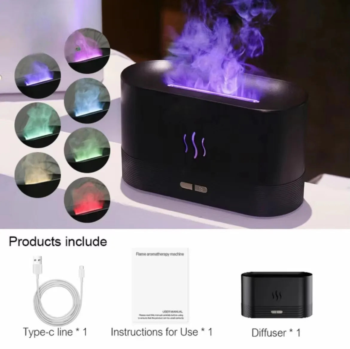 Aroma Humidifier air purifier 3D Simulation Flame Lamp Aroma Diffuser Ultrasonic Mist Humidifier For Home Essential Oil Diffuser