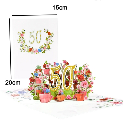 Tarjeta de aniversario emergente con números 1, 10, 28, 21 y 30 en 3D para cumpleaños, bodas