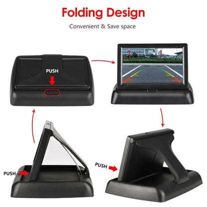 4led Car Rear View Backup Camera 4.3inch HD Display LCD Monitor Parking System Full Set For Pickup Van RV Easy Installation