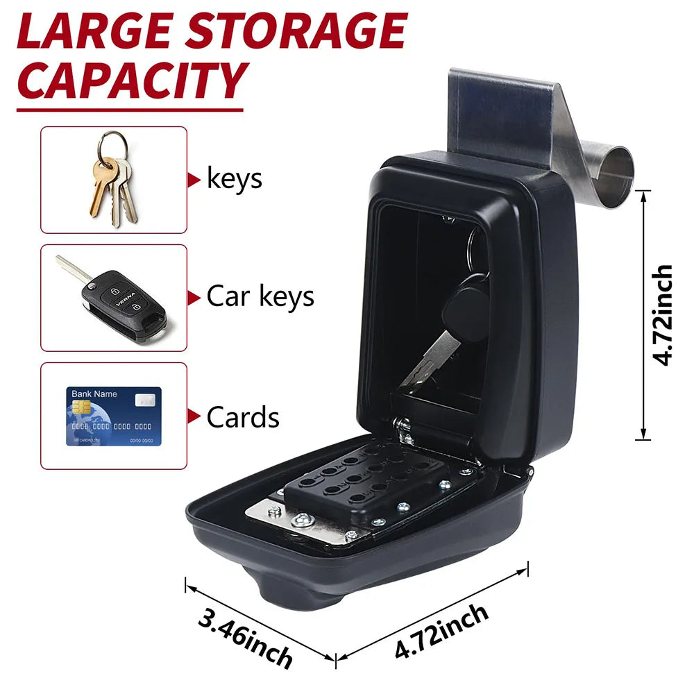 Portable Car Window Hanging Antitheft Code Key Box With 12Digits Code Waterproof Anti-theft Key Safe For Office Home Outdoor Use