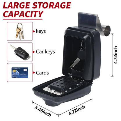 Portable Car Window Hanging Antitheft Code Key Box With 12Digits Code Waterproof Anti-theft Key Safe For Office Home Outdoor Use
