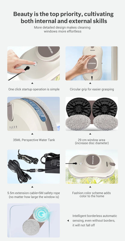 SUNSMAI Robot Window Cleaning Machine Window Washing Robot Double Sided Water Spray Type Window Cleaning Robot