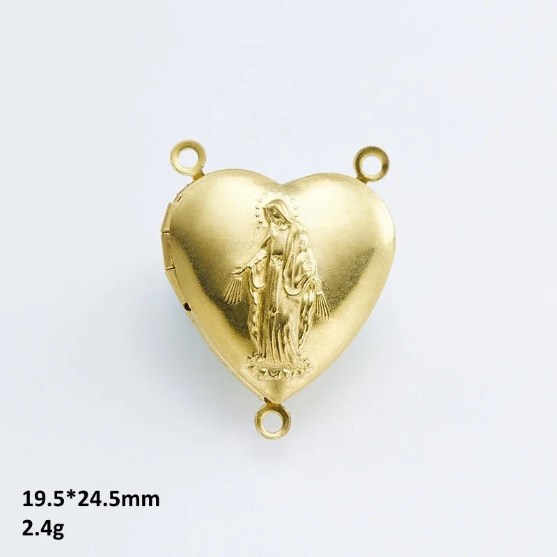 BoYuTe (50 Pieces/Lot) Heart Shaped Raw Brass Locket Pendant Materials Diy Photo Lockets Jewelry Accessories