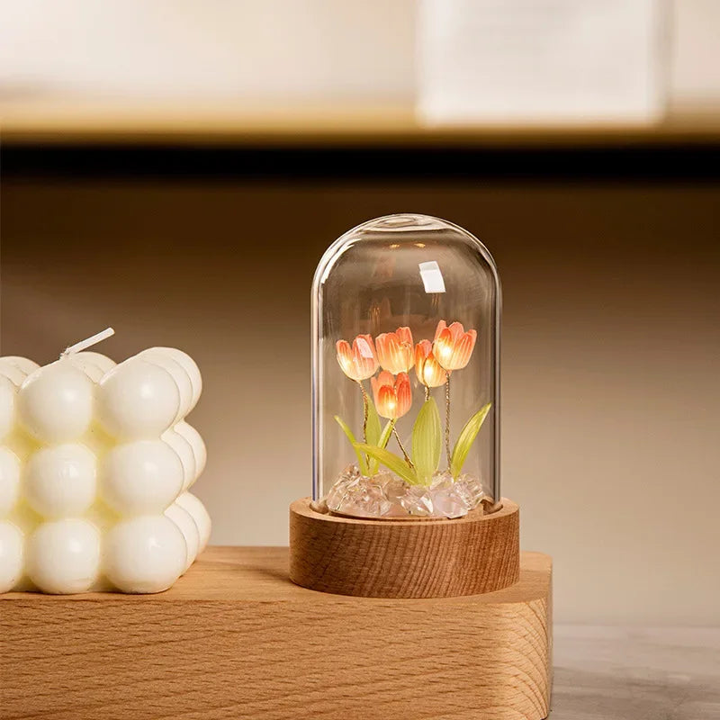 Tulip Night Light Tulip Flower Table Lamp DIY Simulation Tulip LED Night Light Handmade Bedside Light Christmas New Year Gift