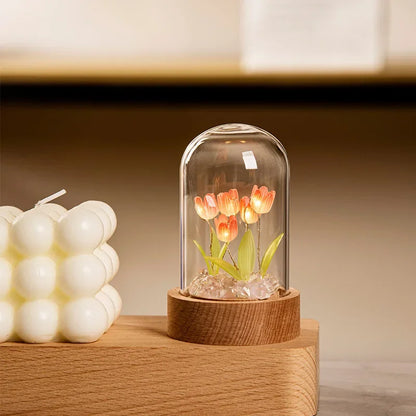 Tulip Night Light Tulip Flower Table Lamp DIY Simulation Tulip LED Night Light Handmade Bedside Light Christmas New Year Gift