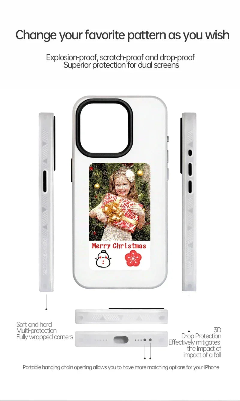 Smart NFC Phone Case For iPhone 15 13 14 Pro Max E-ink Screen Display Refresh Photos Via APP Anime Characters Couple Phone Cover