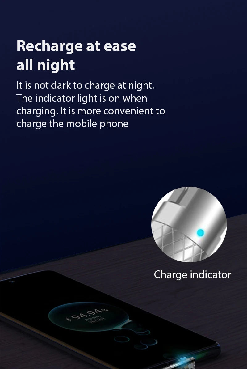 120W Usb Type C Fast Charge Cable 180 Degree Elbow Rotation Type C-Lightning Zinc Alloy Liquid Silicone Data Cable with Light