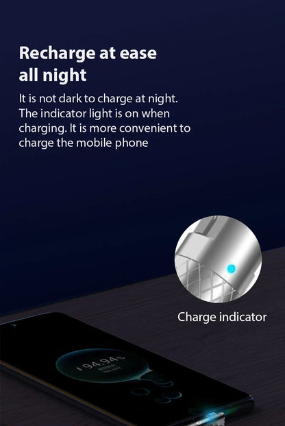 120W Usb Type C Fast Charge Cable 180 Degree Elbow Rotation Type C-Lightning Zinc Alloy Liquid Silicone Data Cable with Light