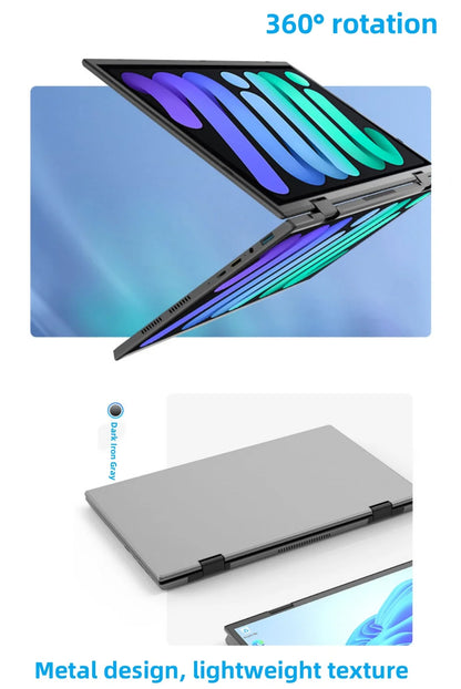 Computadora portátil con pantalla táctil dual de 14 pulgadas y 14 pulgadas, procesador Intel N95, computadora portátil para juegos, DDR4, 16 GB, 1 TB SSD