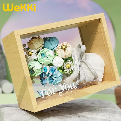 Blocs de construction Wekki Bouquet de fleurs éternelles Cadre photo Puzzle à monter soi-même Jouet créatif Cadeau d'anniversaire Collection Ornement