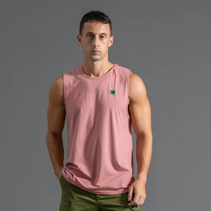 Plus Size Men's Sport Fitness Vest Cotton Trendy Sleeveless T-Shirt Shoulder Vest Casual Top Clearance Special Price