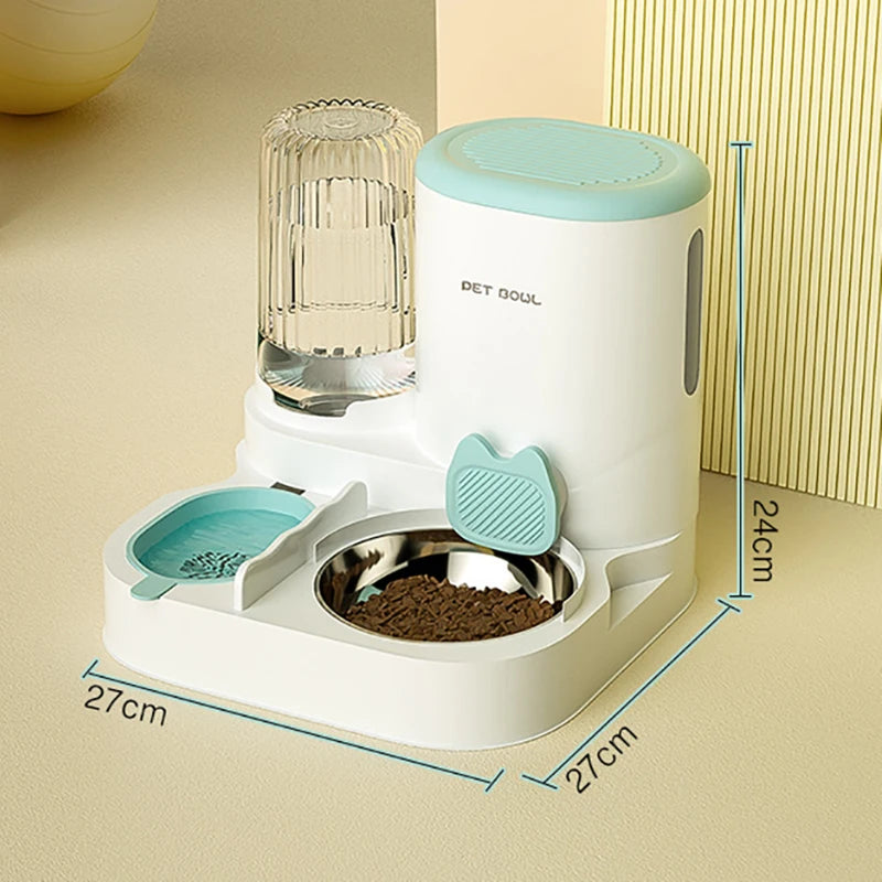 Comedero automático para gatos, cuenco de comida para gatos de gran capacidad con fuente de agua, dispensador para perros pequeños y gatos, contenedor de almacenamiento de alimentos