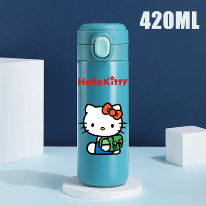Sanrio 420 ML Thermos Mug Hello Kitty Cartoon 304 Stainless Steel Portable Water Cup Travel Water Bottle Kawaii Cups Kids Gifts