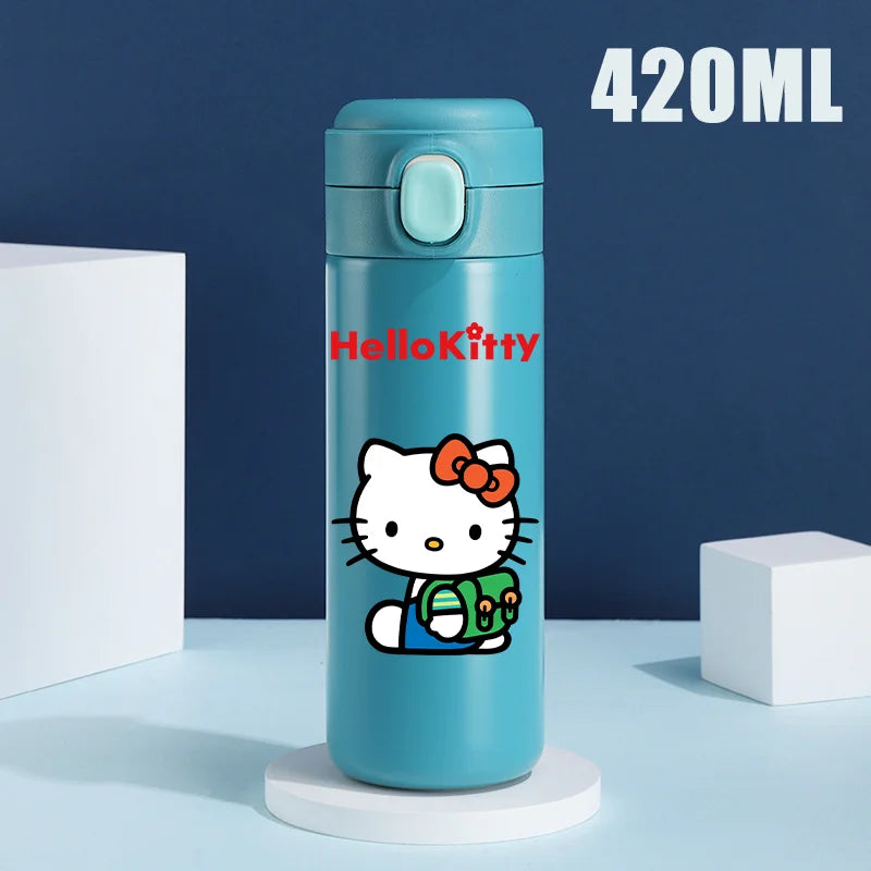 Sanrio 420 ML Thermos Mug Hello Kitty Cartoon 304 Stainless Steel Portable Water Cup Travel Water Bottle Kawaii Cups Kids Gifts