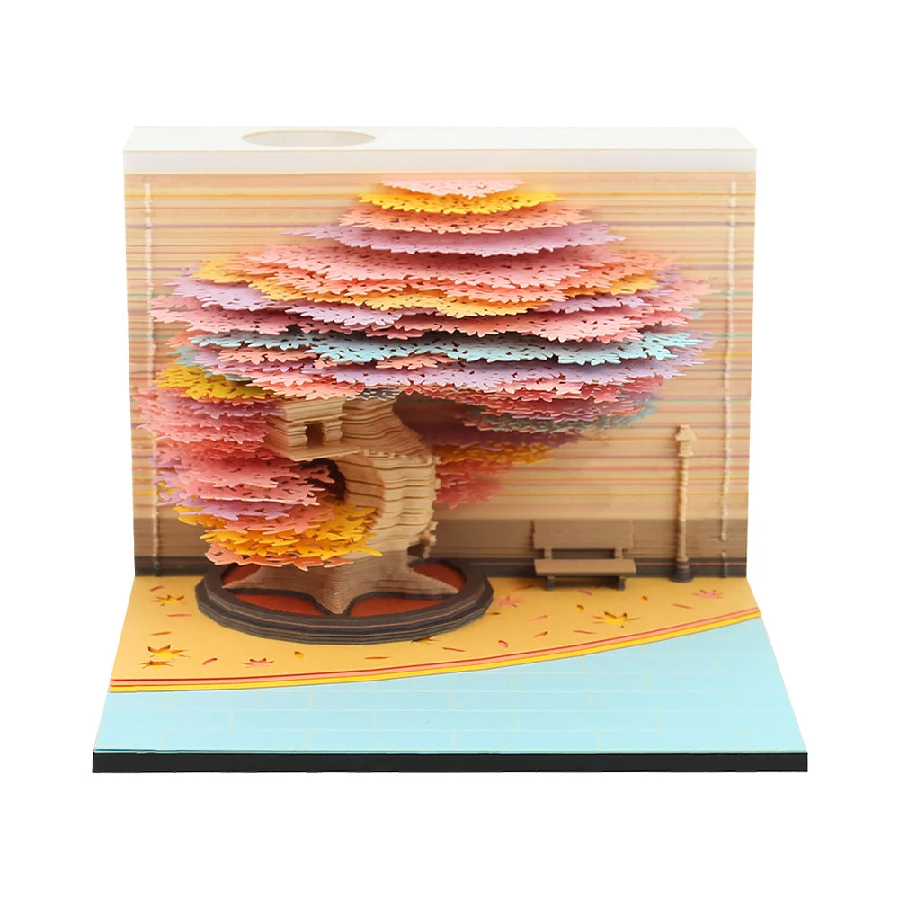 Omoshiroi Block 3D Memo Pad Santorini Magic Calendar Desk Decoration Tear Off Notepad Bookmark Souvenir Gift Girlfriend Birthday