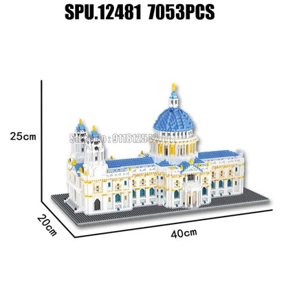 8650 7053pcs World Great Architecture Famous St. Paul Cathedral London Uk Mini Diamond Building Blocks Toy