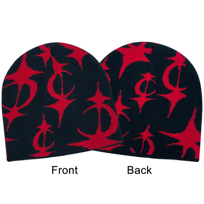 2024 New Knitted Hat Front And Back Jacquard Star Pattern, Street Fashion Trend Personality Skullcap Adult Hat