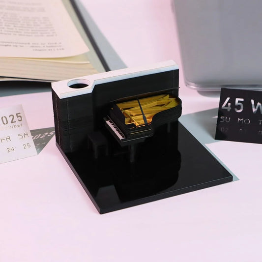 3D Piano Table Calendar Memo Pad Creative Exquisite Handicrafts Souvenirs DIY Desk Decoration New Year Gift for Office School