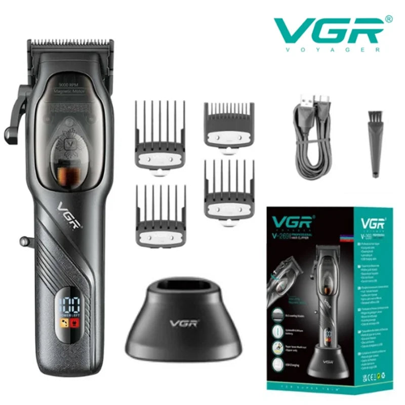 VGR Original Barber Professional Hair Clipper Beard Hair Trimmer For Men Electric Adjustable Haircut Machine Rechargeable V-269