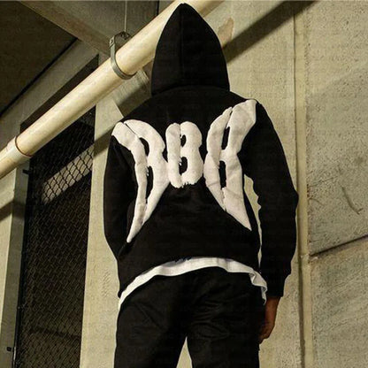 Sudadera con capucha con estampado de letras de espuma retro gótica de moda Y2K para hombre 2024, estilo hip hop callejero, estilo Harajuku, informal, holgada, con cuello redondo, de gran tamaño