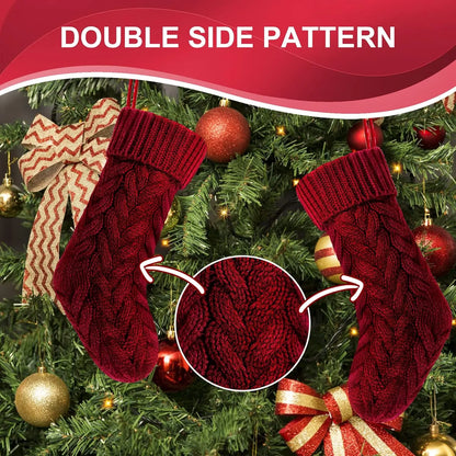 4/6PCS Christmas Stockings Knit Xmas Stockings 18 In Large Fireplace Hanging Stockings For Holiday Christmas Tree Party Decor