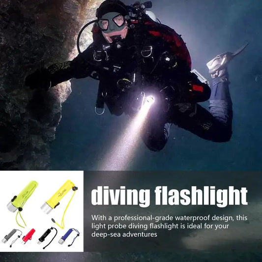 Underwater Flashlight Submarine Lights Batteried Dive Torch Snorkeling Light Underwater TPC-7 Waterproof LED Submersible Safety