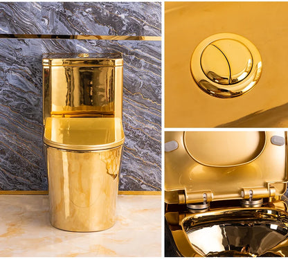 Siphon Water-Saving Mute Tuhao Gold Toilet Anti-Blocking Deodorant Ceramic Electroplating Gold