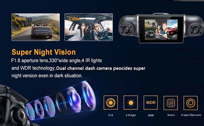 Cámara de salpicadero para coche de 1080P con GPS, WIFI, aplicación, grabadora de vídeo de 4 lentes, DVR de 360°, cámara de visión trasera, monitor de estacionamiento, caja negra, accesorios para coche